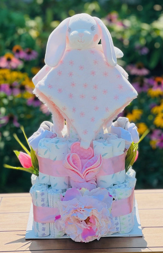 Bunny Lovey Diaper Cake