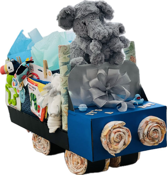 Baby Elephant Diaper Truck "It's a Boy"