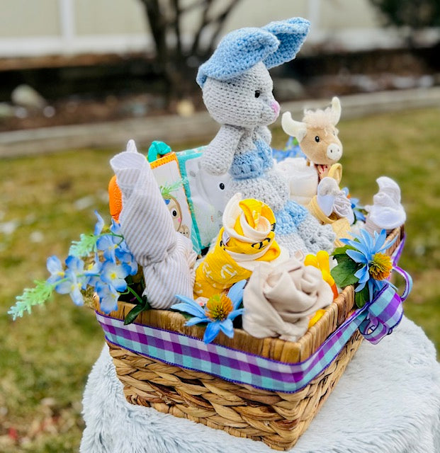 Basil Bunny Baby Diaper Gift Arrangement