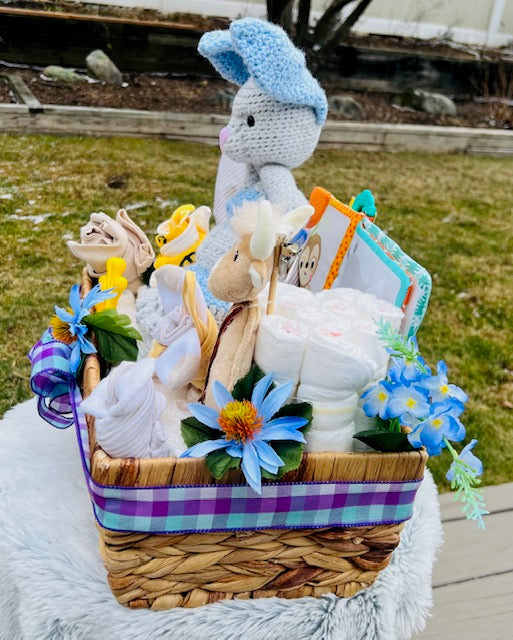 Basil Bunny Baby Diaper Gift Arrangement