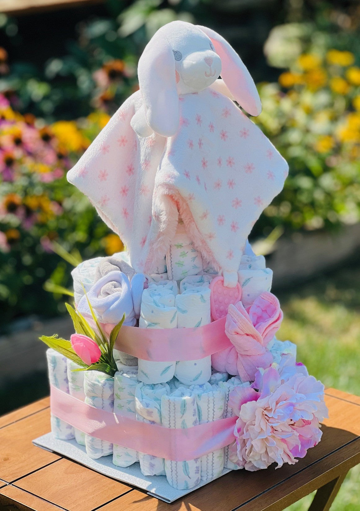 Bunny Lovey Diaper Cake